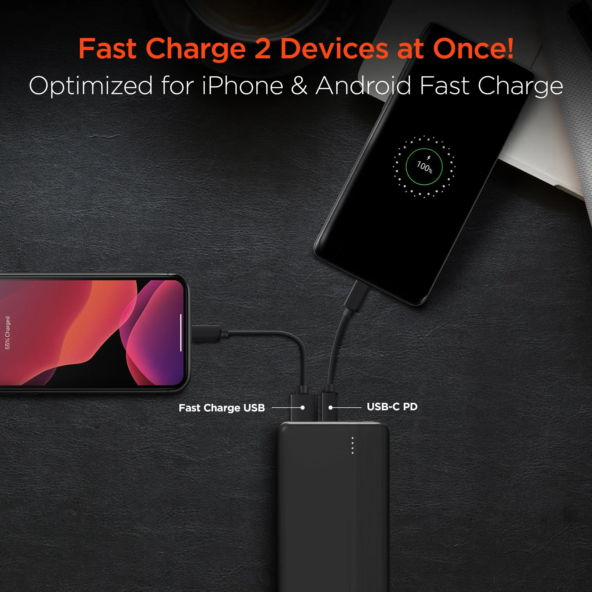 10,000mAh | Fast Charge Power Bank with 20W USB-C PD | Black