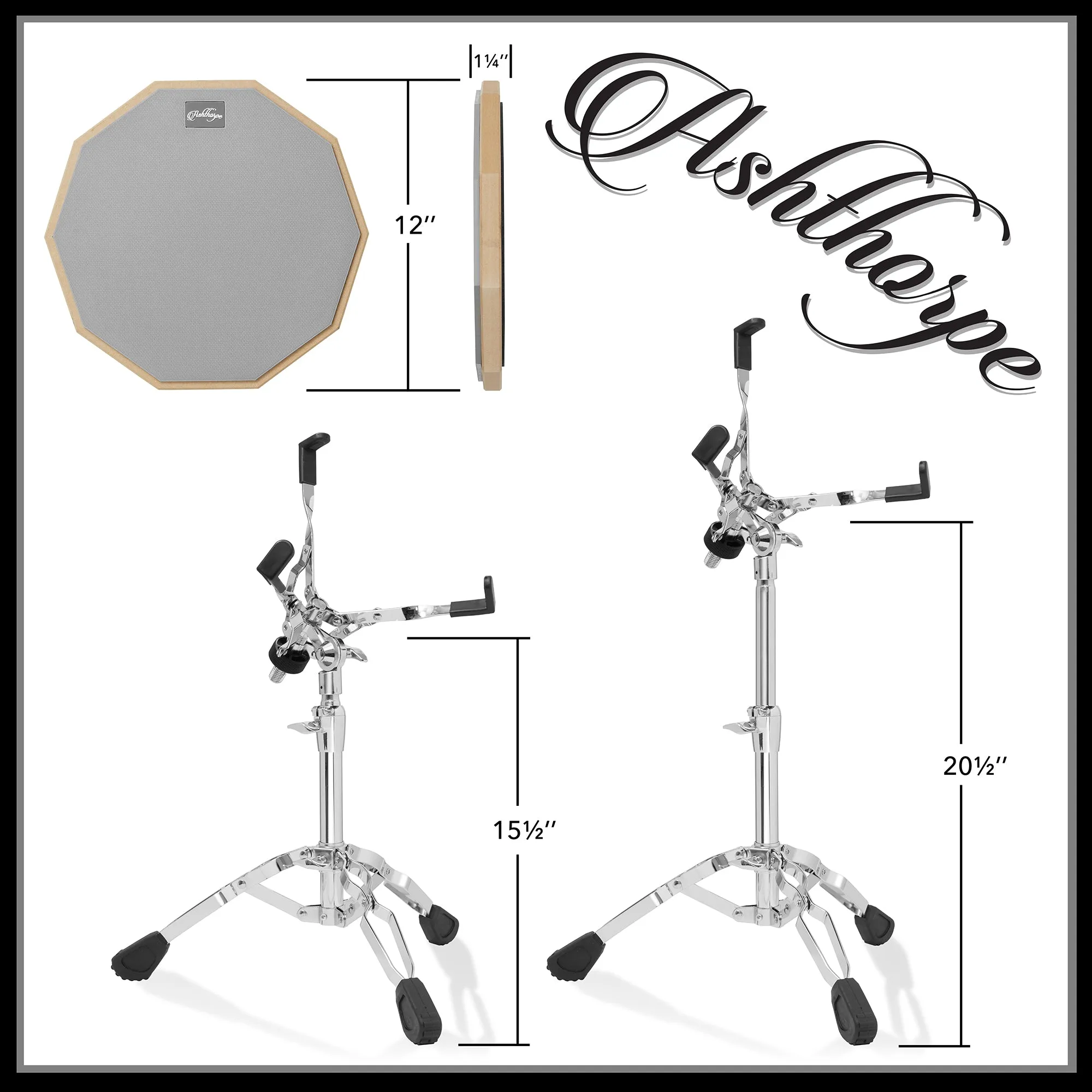 12-Inch Drum Practice Pad Set with Stand