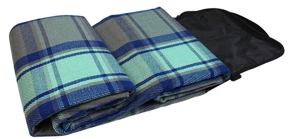 87&quot;X 67&quot;Extra Large Picnic Blanket | Ourdoor Handy Mat | English Style Picnic Rug | Waterproof Lawn Blanket Tote | Portable Indoor Home Blanket | Oversized Sandproof Beach Mat for Camping-Blue