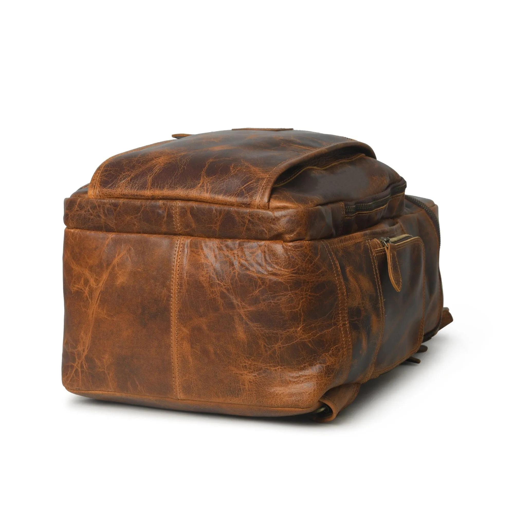 Alpha Caramel Buffalo Leather Travel Backpack