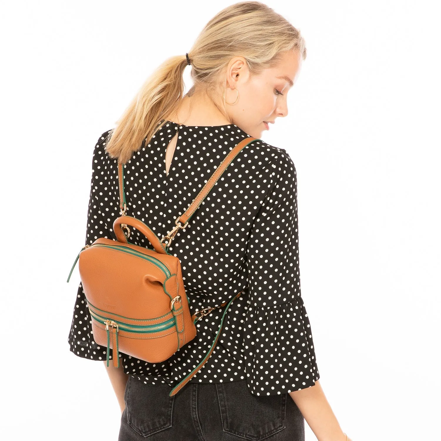 Ashley Small Brown Leather Backpack