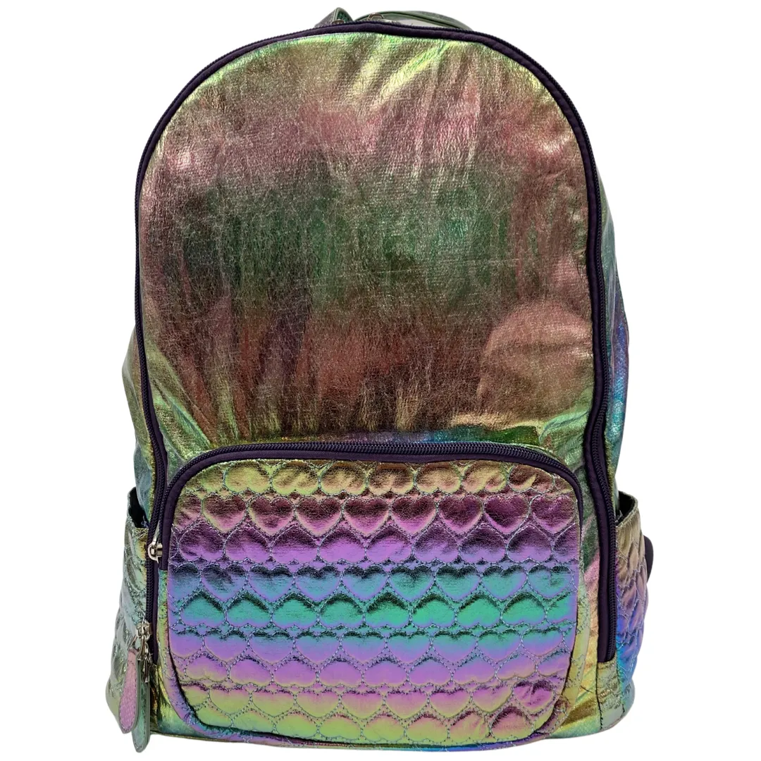 Bari Lynn Rainbow Embossed Heart Backpack