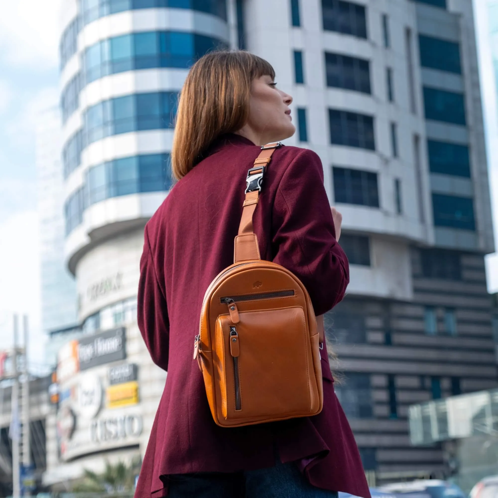 Blake Crossbody Leather Bag, Burnished Tan