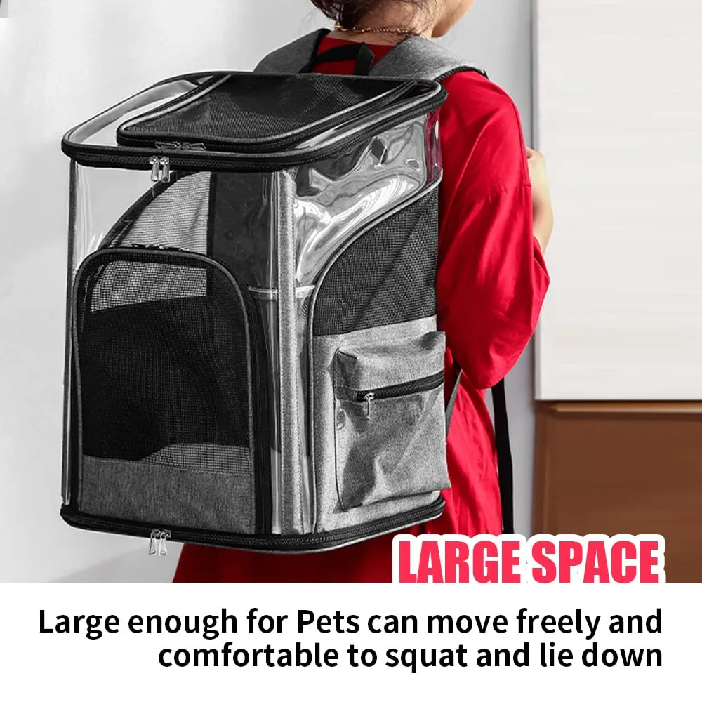 Breathable Cat & Dog Pet Carrier Backpack, Safety Lock, Black - LIFEBEA