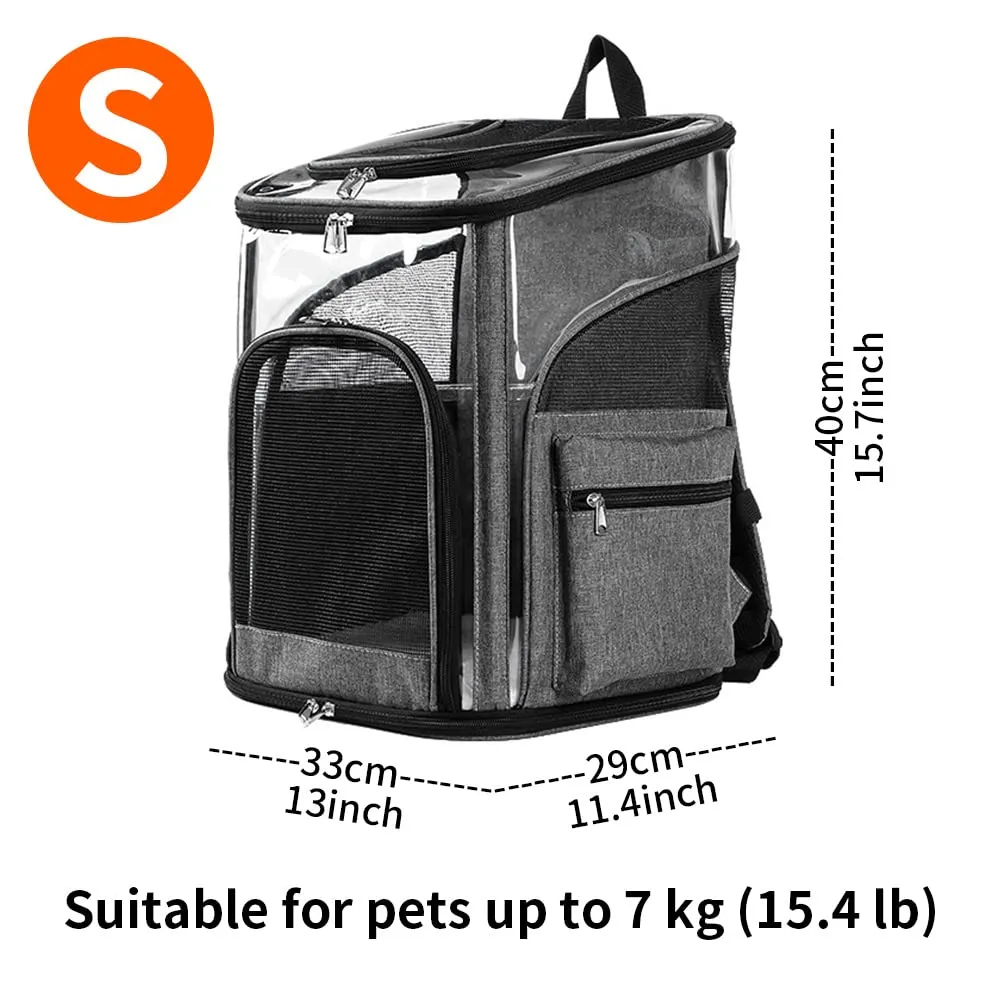 Breathable Cat & Dog Pet Carrier Backpack, Safety Lock, Black - LIFEBEA