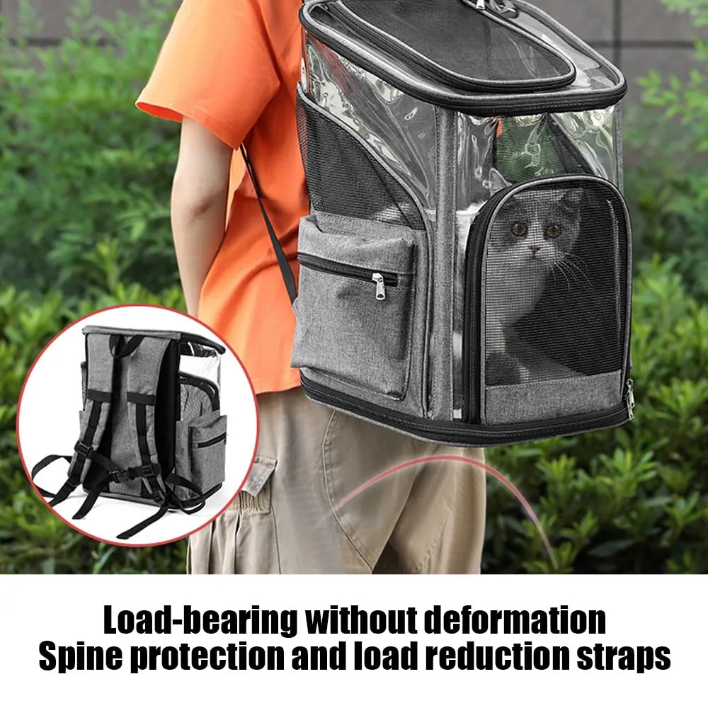 Breathable Cat & Dog Pet Carrier Backpack, Safety Lock, Black - LIFEBEA