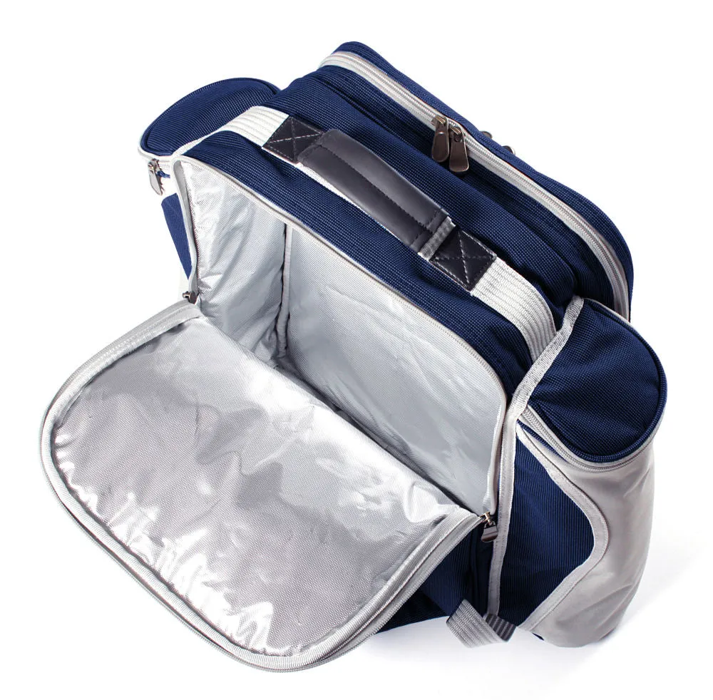 Deluxe Picnic Backpack Hamper for Two People with Matching Picnic Blanket