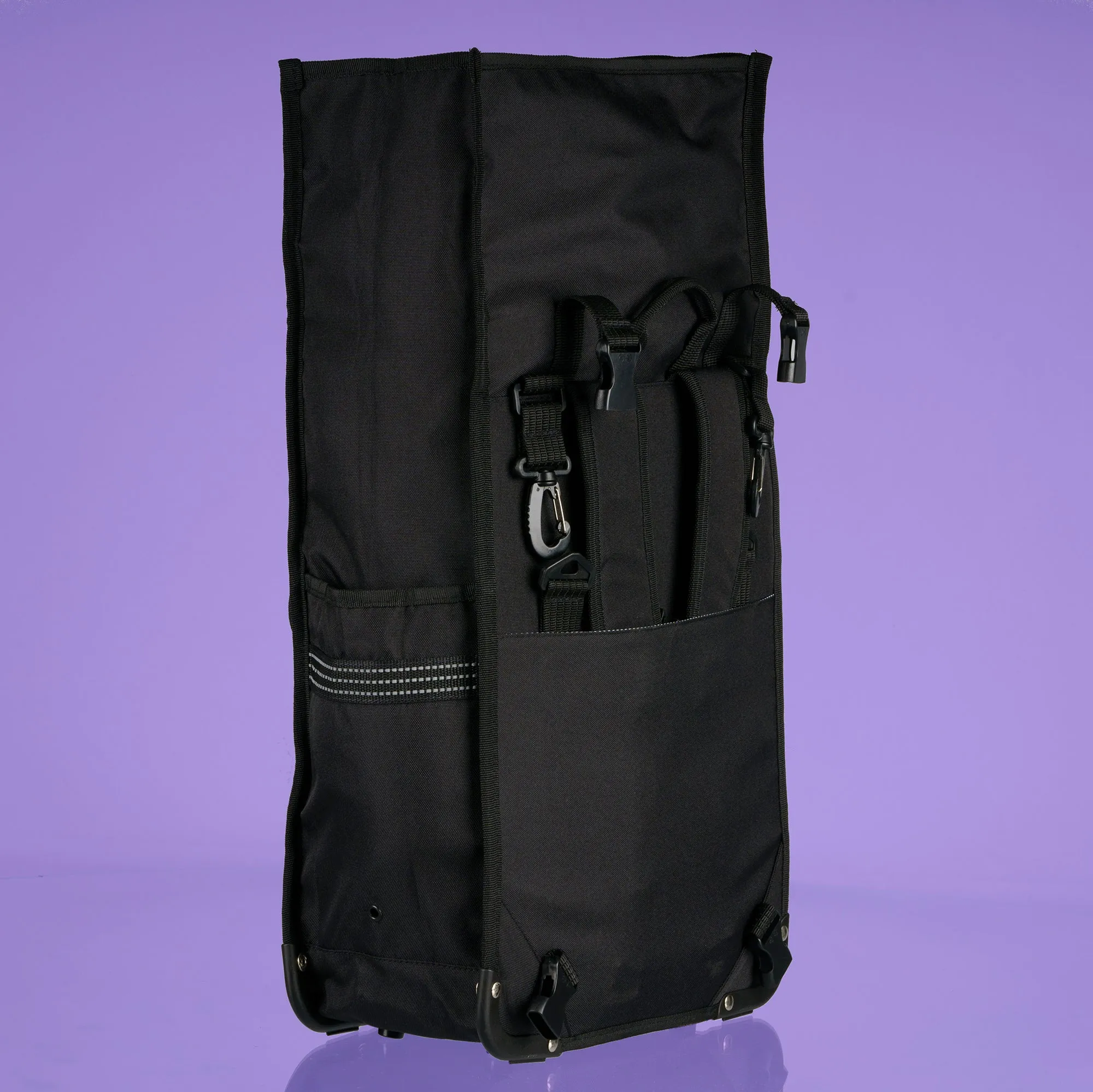 Eco nylon Monochrome Rolltop Backpack Black pannier two in one