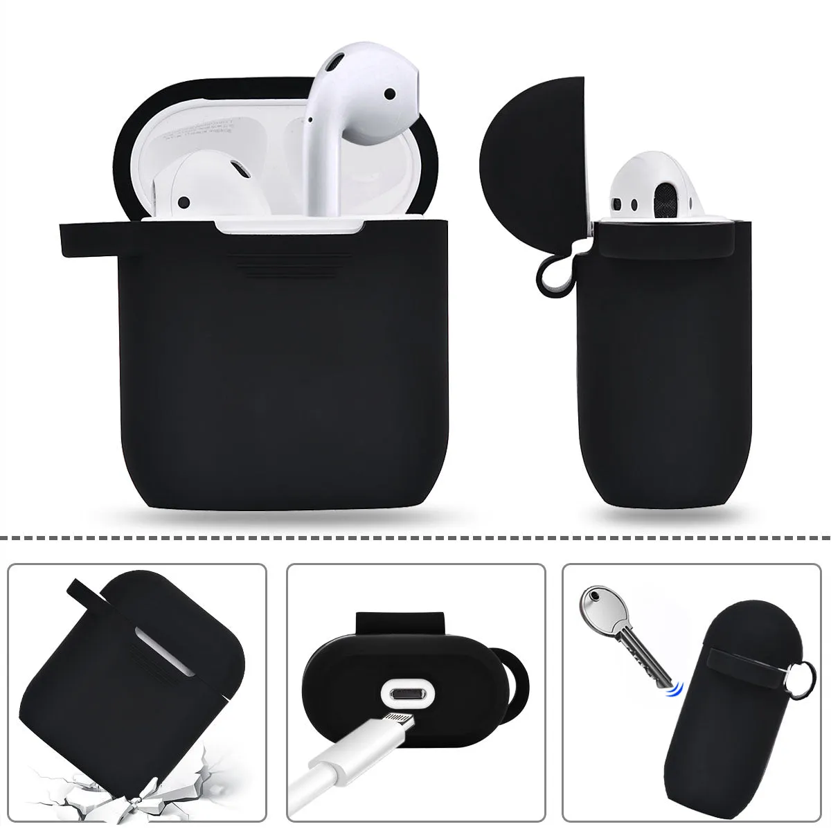 Fashion Case Protector With Decorative Bling Strap and Ball Compatible For Use With Apple AirPods®