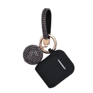 Fashion Case Protector With Decorative Bling Strap and Ball Compatible For Use With Apple AirPods®