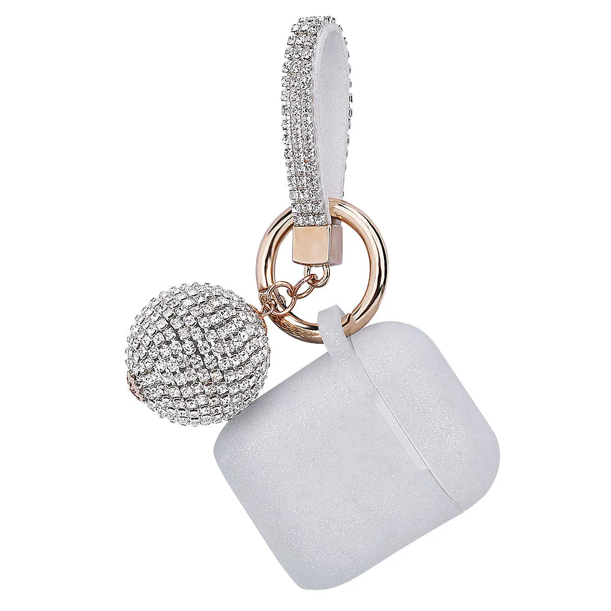 Fashion Case Protector With Decorative Bling Strap and Ball Compatible For Use With Apple AirPods®