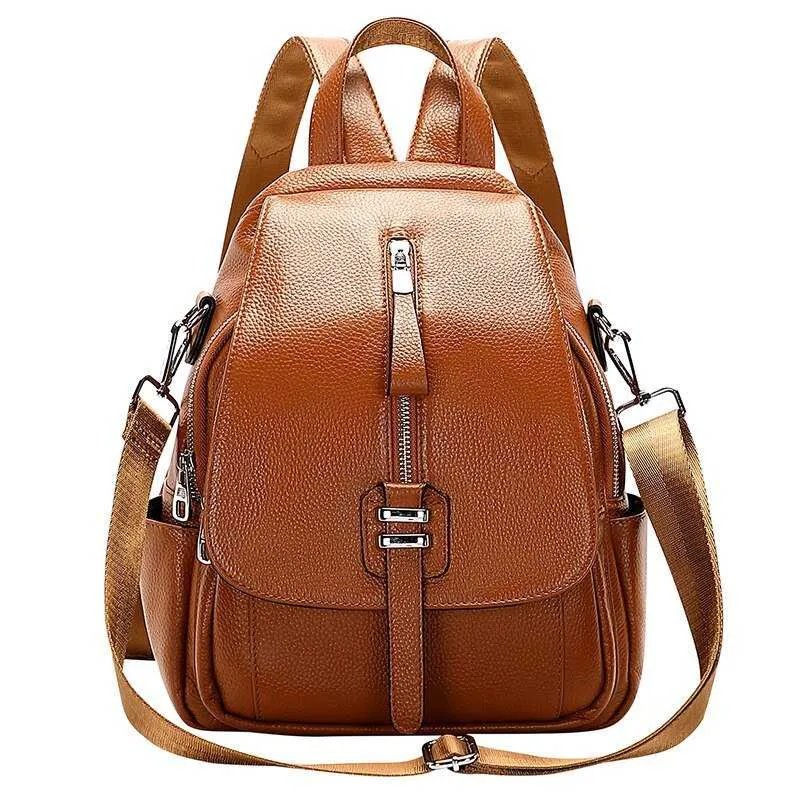 Genuine Leather Women Backpack Convertible Shoulder Bag