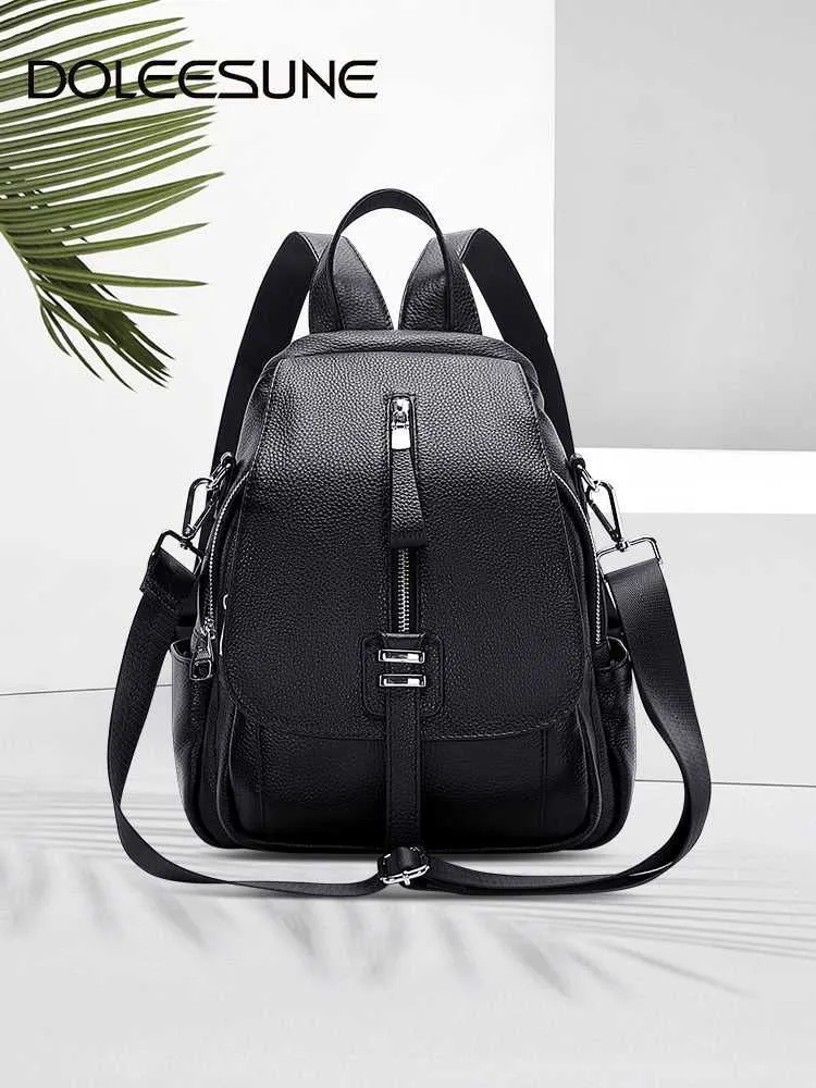 Genuine Leather Women Backpack Convertible Shoulder Bag