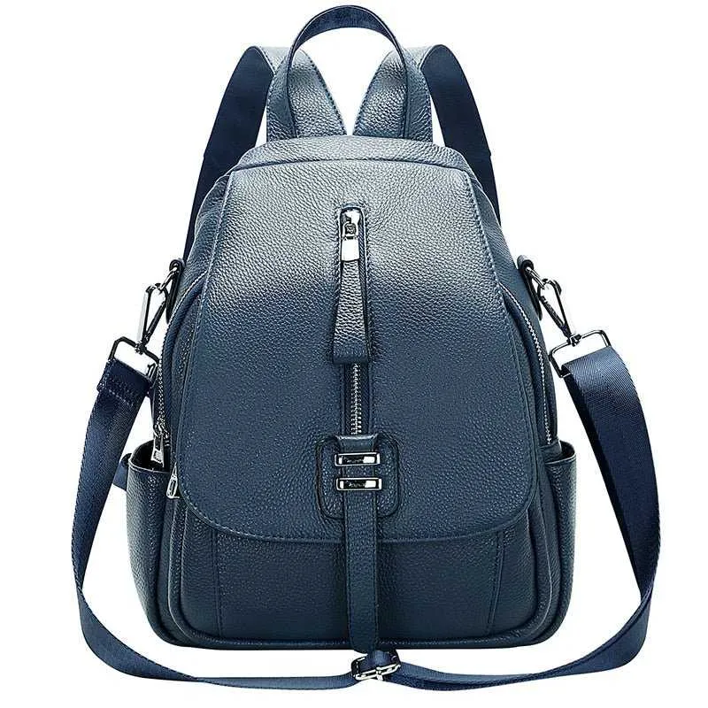 Genuine Leather Women Backpack Convertible Shoulder Bag