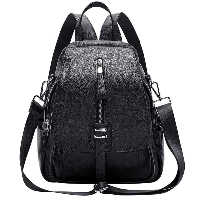 Genuine Leather Women Backpack Convertible Shoulder Bag