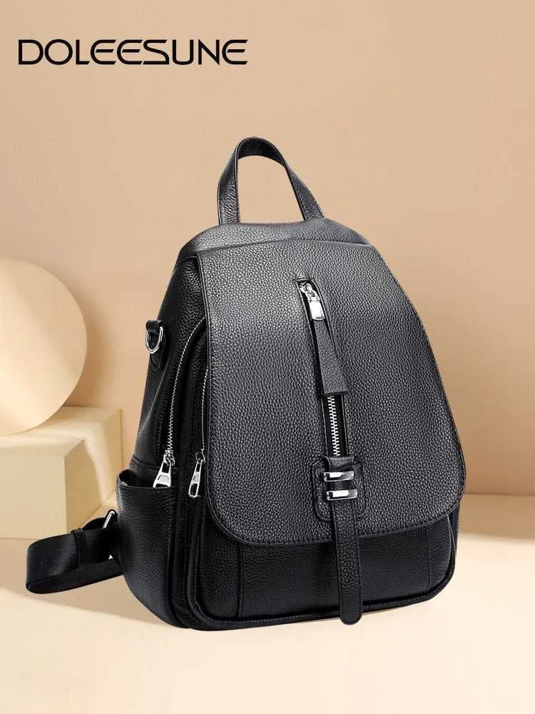 Genuine Leather Women Backpack Convertible Shoulder Bag