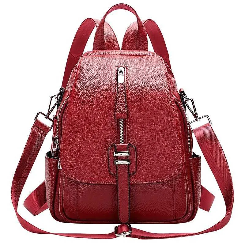 Genuine Leather Women Backpack Convertible Shoulder Bag