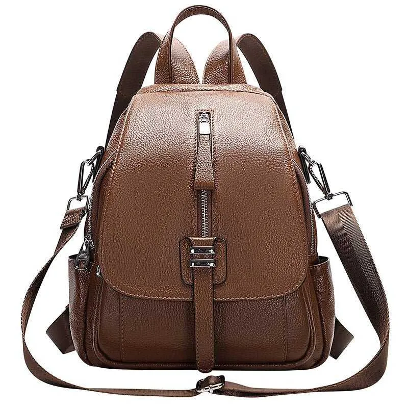 Genuine Leather Women Backpack Convertible Shoulder Bag