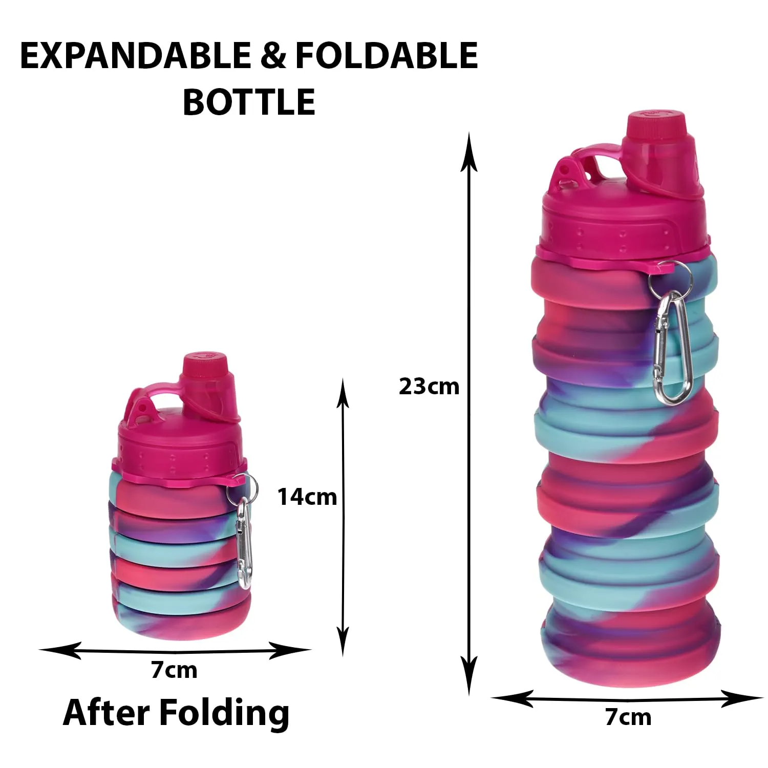 Heart Home Water Bottle | Silicone School Water Bottle | Expandable Water Bottle | Folding Water Bottle | Gym Water Bottle | Sports Water Bottle | 500 ML | Rani