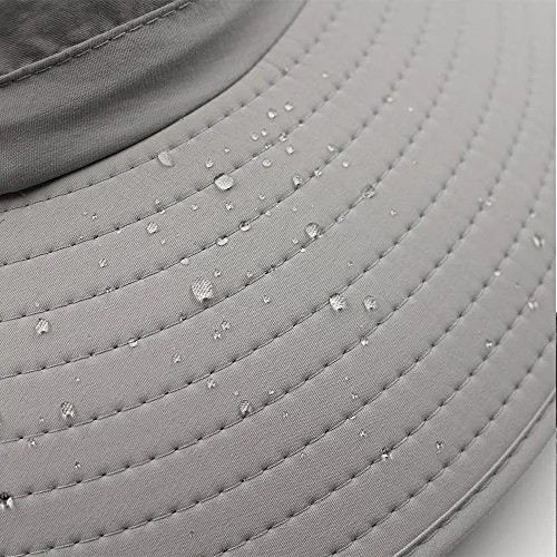 Hippih Waterproof Sun Hat Outdoor UV Protection Bucket Mesh boonie Hat Adjustable Fishing Cap (Grey)