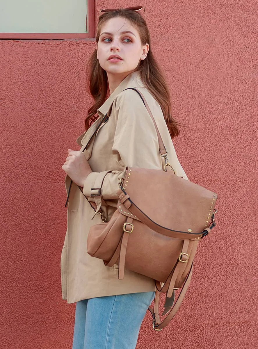 Indigo Backpack w/ Studded Details