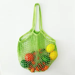 Kuber Industries Pack of 5 Grocery Bags | Reusable Storage Bags | Cotton Net Mesh Bags | Ideal for Vegetables & Fruits | Market Bag | Portable Shopping Bag | Handbags for Storage | CMG005-GRN | Green