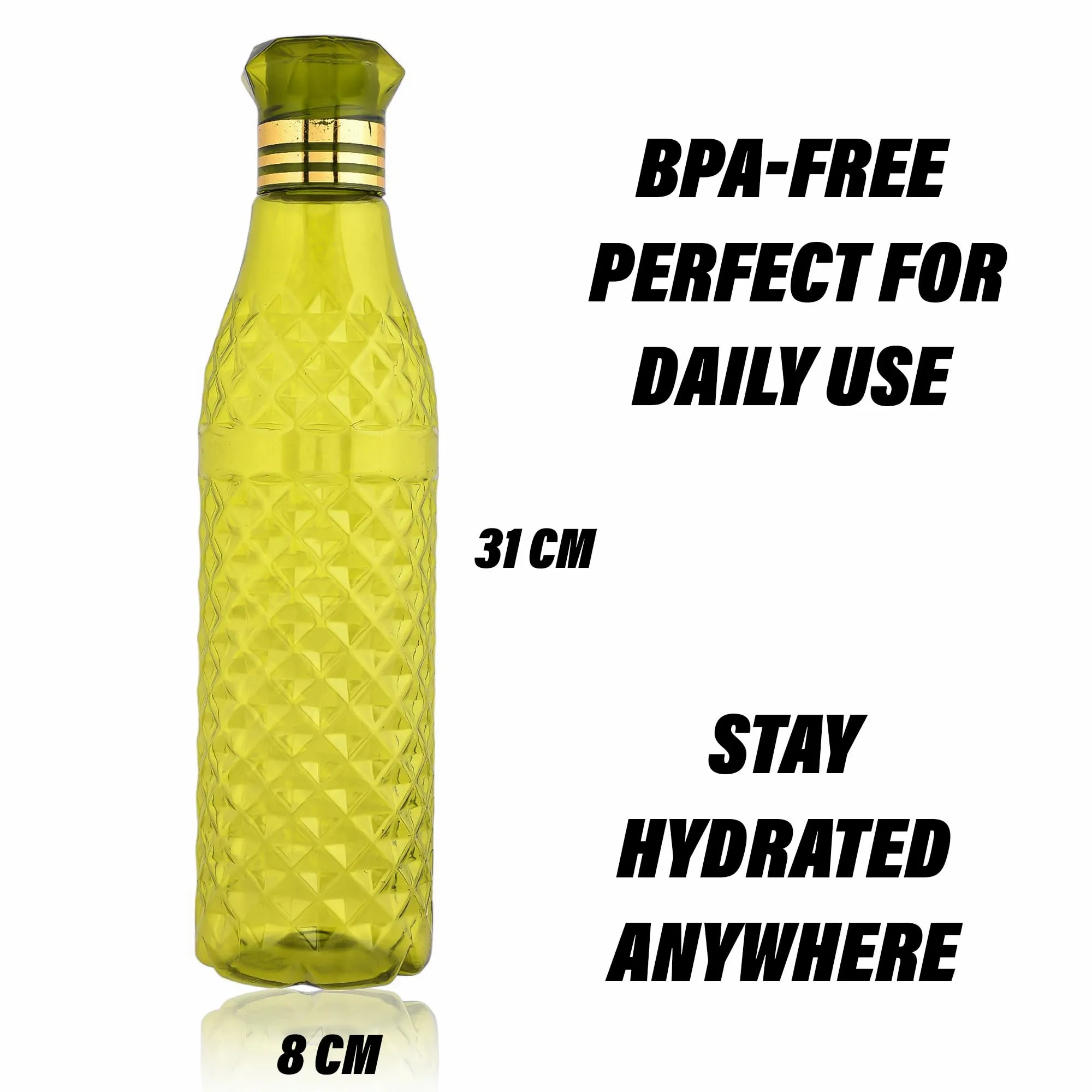 Kuber Industries Water Bottle | Plastic Water Bottle for Fridge | Water Bottle for Kitchen | Ideal for Restaurant | Water Bottle for Refrigerator | Crystal Bingo Bottle | 1 LTR | Pack of 3 | Green