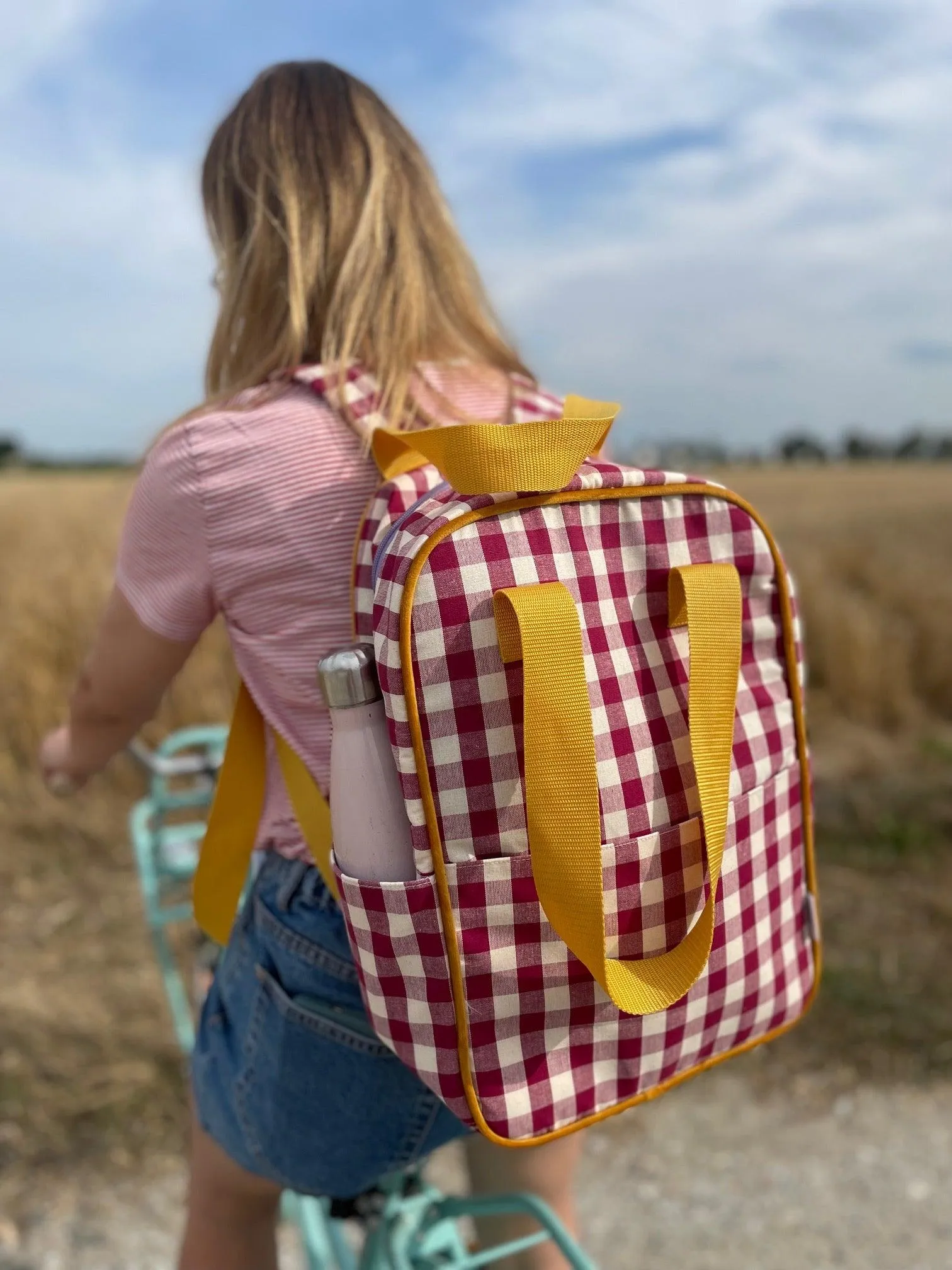 Large Backpack | Gingham | Red Plum