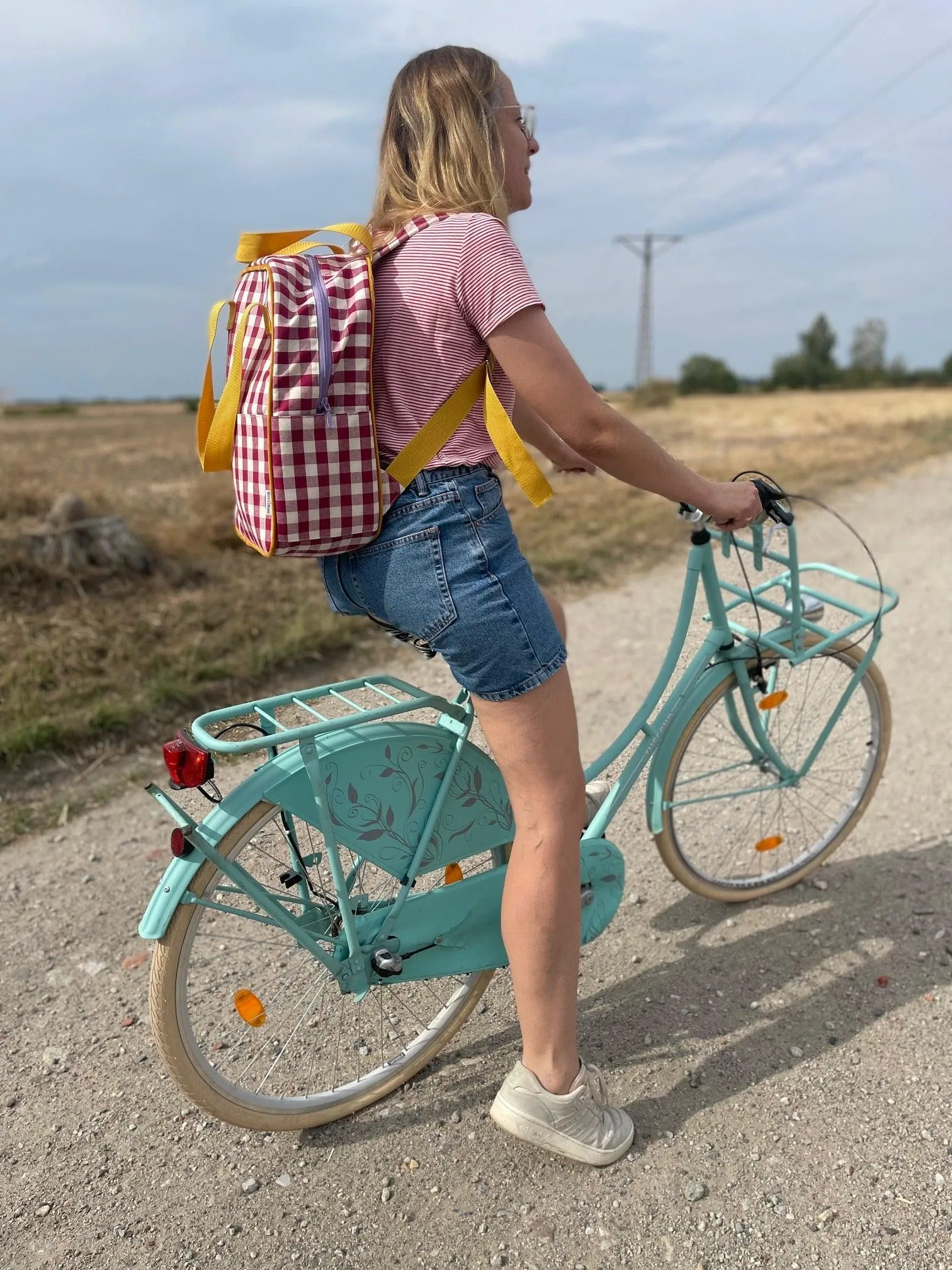 Large Backpack | Gingham | Red Plum