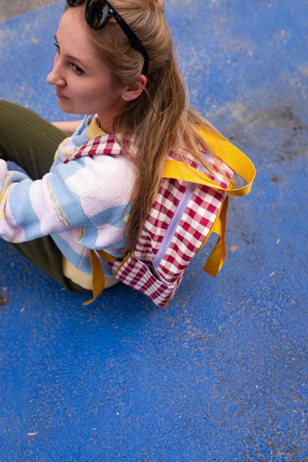 Large Backpack | Gingham | Red Plum