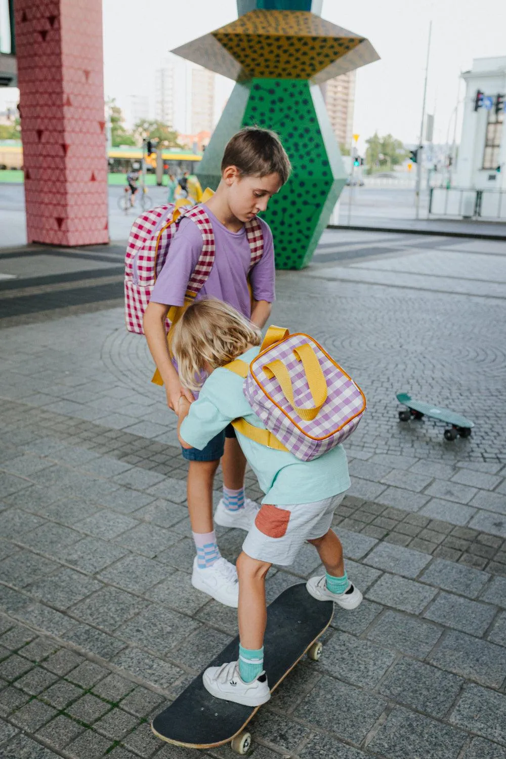 Large Backpack | Gingham | Red Plum