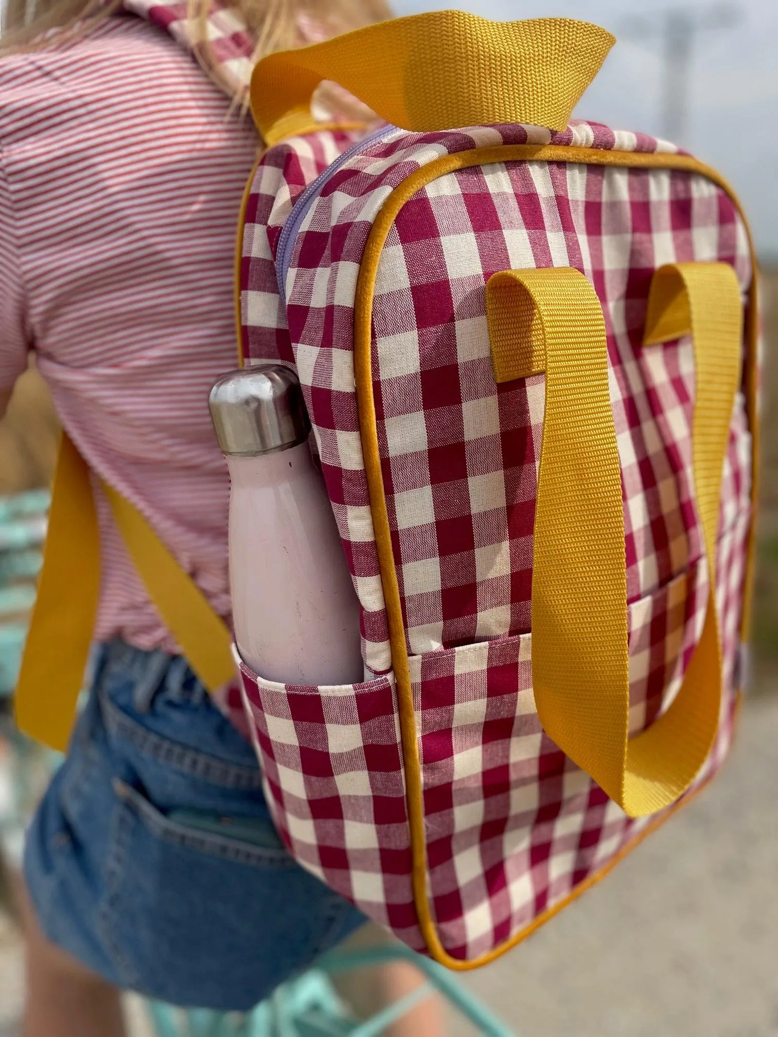 Large Backpack | Gingham | Red Plum