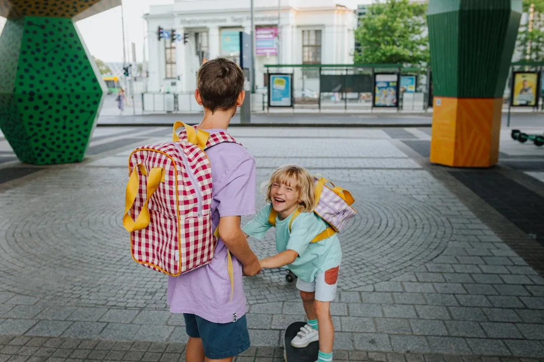 Large Backpack | Gingham | Red Plum