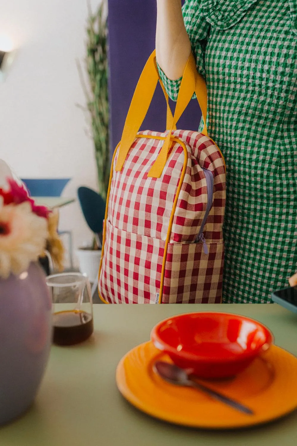 Large Backpack | Gingham | Red Plum