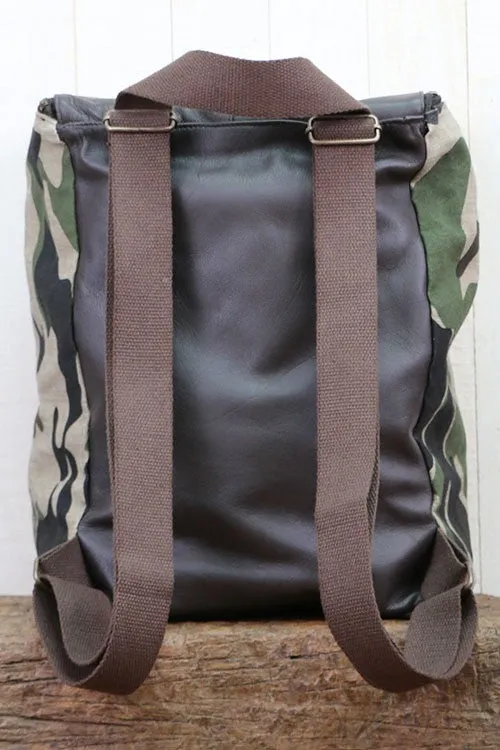 Leather And Canvas Backpack