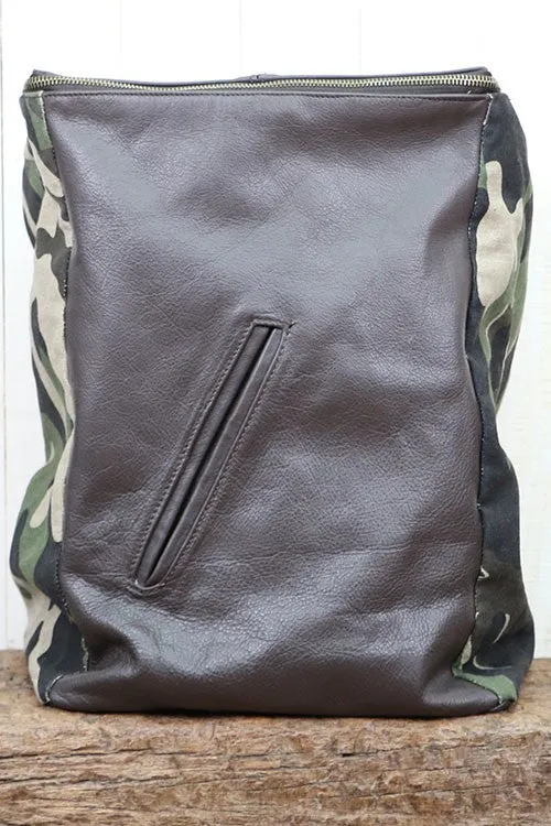 Leather And Canvas Backpack