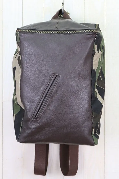 Leather And Canvas Backpack