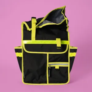 Neon rolltop backpack black pannier bike bag