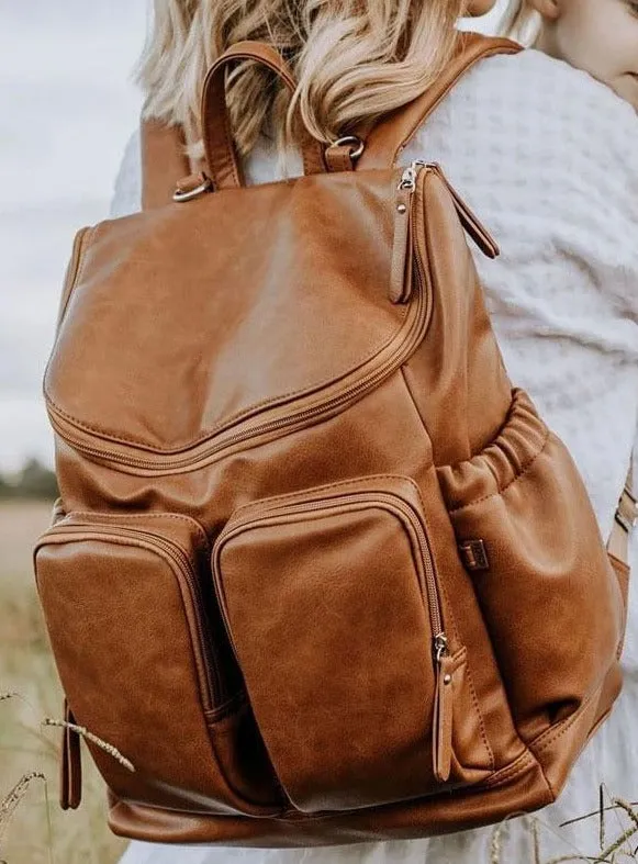 OiOi Signature Nappy Backpack - Tan Vegan Leather