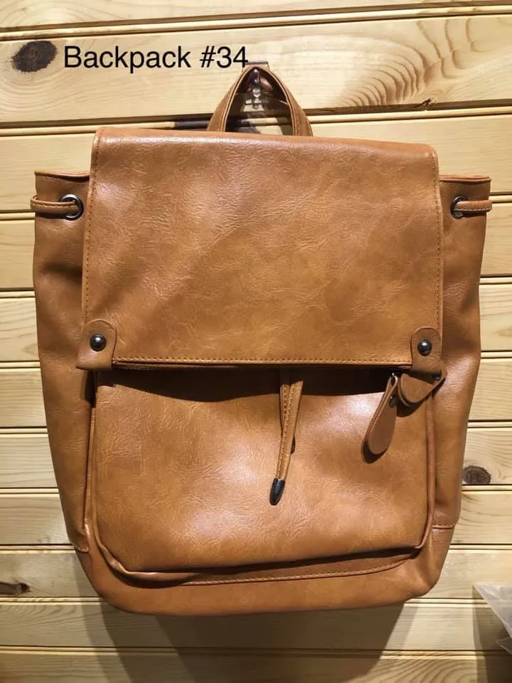 Vegan Leather Backpack - Brown